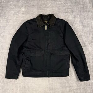 Old Navy Jacket Mens Small Black Heavy Twill Vtg Y2K Corduroy Collar Chore Work